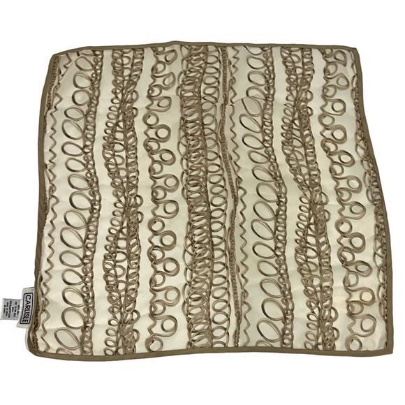 Carlisle Vintage Women’s Silk Scarf Ivory Gold Chains Hand Rolled Edges 16x17 - Picture 1 of 6